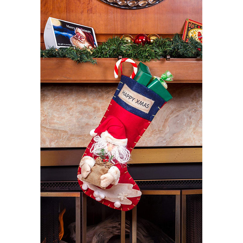 Large chaussette de Noël, Père Noël 3D