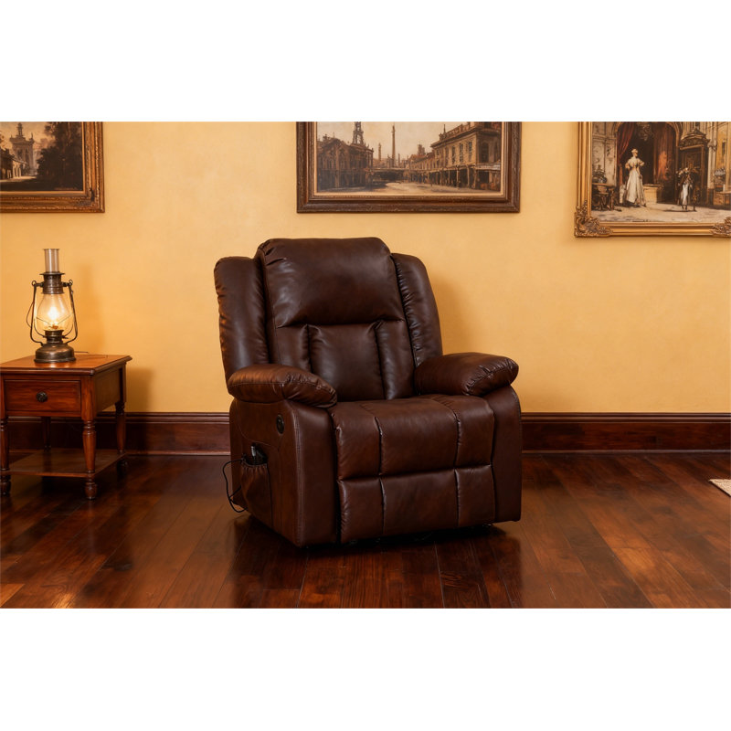 Fauteuil de massage multifonctionnel en similicuir avec brun foncé Power, Marron foncé