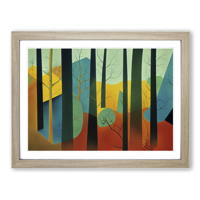 Soulful Abstract Forest - Framed Print, 25cm H x 34cm W x 2cm D, Oak