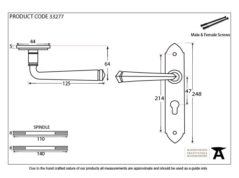 Gothic Lock Door Handle, Black