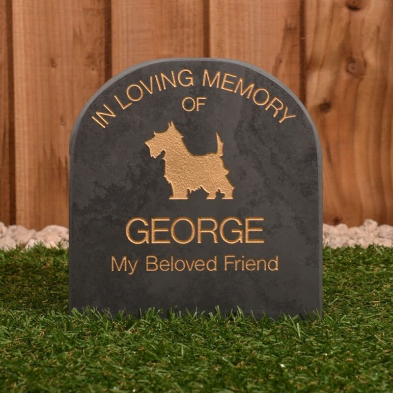Pet Gravestone With Motif | 29 X 20Cm | Smooth Black Slate, Yes