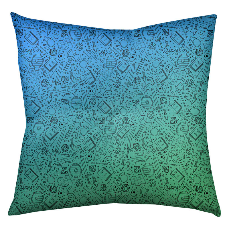 Coussin de sol carré Katelyn Elizabeth, 26 po x 26 po, Vert, bleu et noir