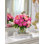 Fuchsia Pink Modern Fuchsia Peonies In Glass Vase – Luxury Faux Flowers For Home Decor