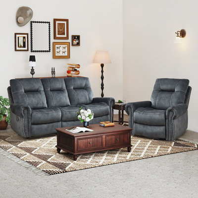 2-Piece Reclining Living Room Set With Power Lift Chair And Manual Sofa