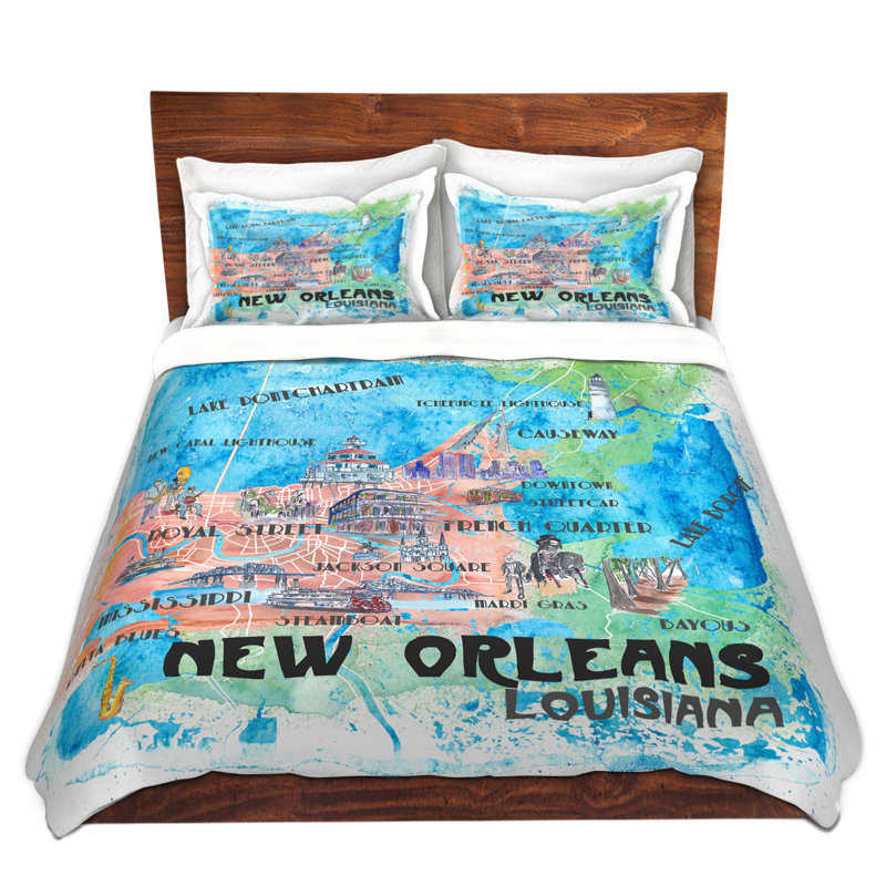 Ensemble de housse de couette en microfibre DiaNoche par Markus Bleichner - New Orleans Map