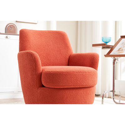 Fauteuil pivotant en velours Comfy - Orange pour la chambre à coucher