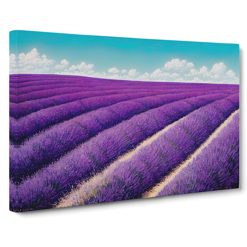 Effervescent Lavender Flower Field - Wrapped Canvas, 50cm H x 76cm W x 3cm D