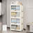 4 Tier Plastic Storage Bins With Lids, Stackable Storage Containers with Wheels, Folding Storage Boxes, Collapsible Storage Bins, Cabinets