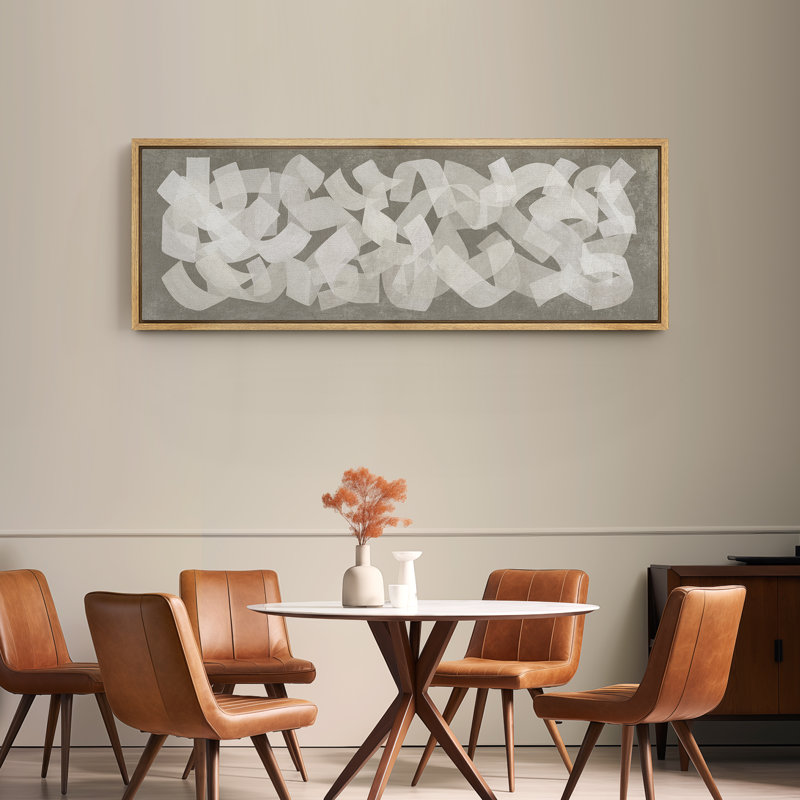 Impression sur toile surdimensionnée à motif géométrique abstrait très grand neutre, H 20 po x l 60 po, Naturel