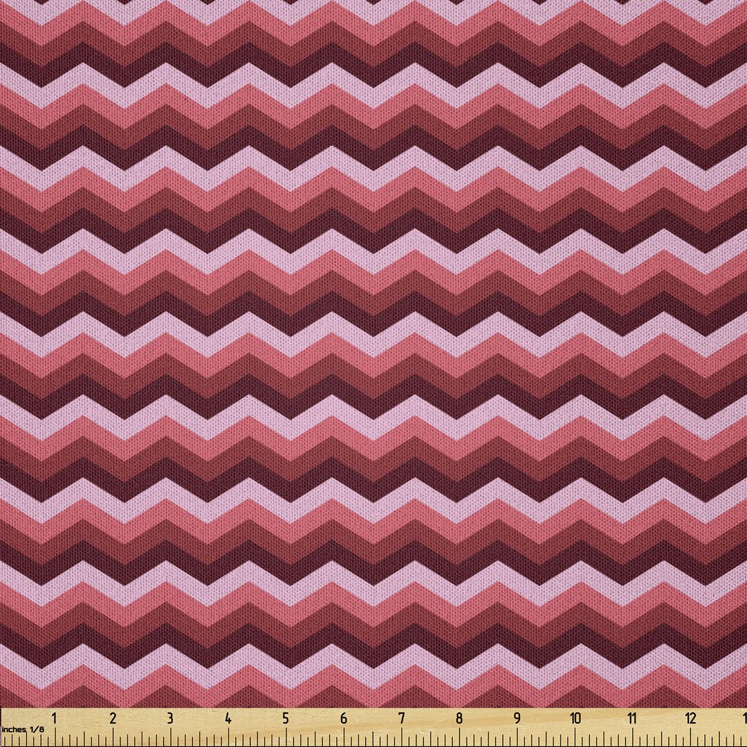 Stoff als Meterware, Modernes weibliches Zigzag, Rosa, Burgund Rubin Coral