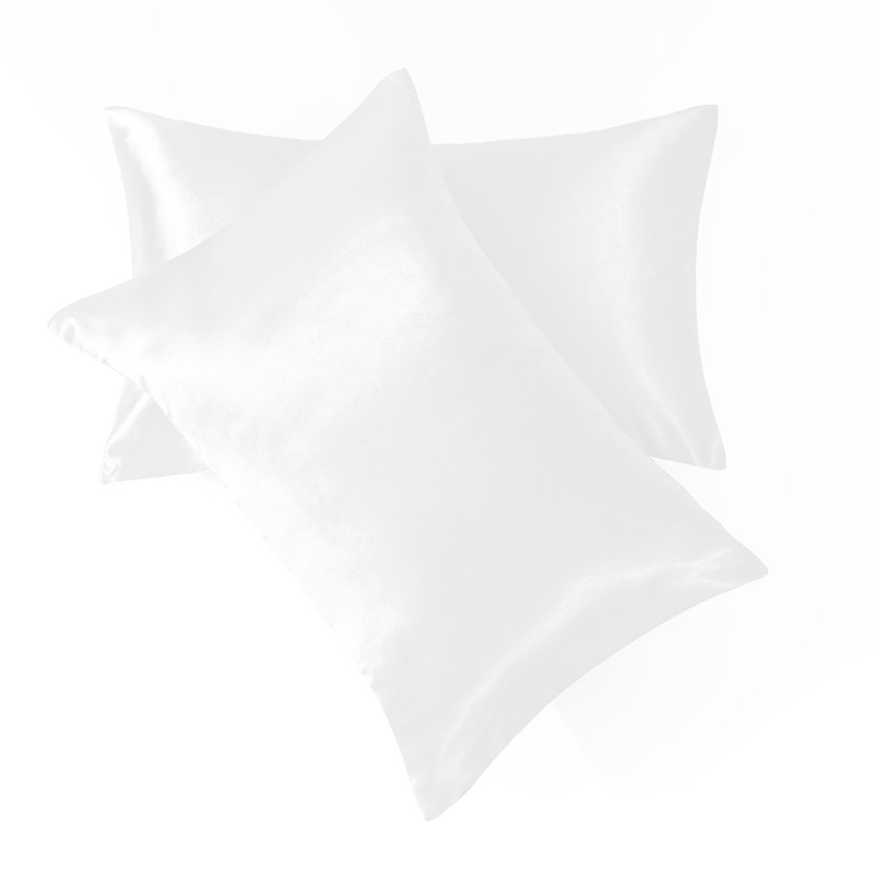 Taies d'oreiller en satin avec fermeture à enveloppe, Blanc, Taie d'oreiller taille très grand