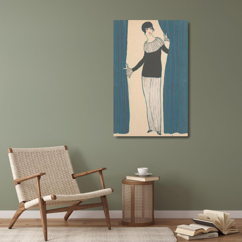 «The Curtain that Secarte» par Georges Lepape - Art mural sur toile tendue avec châssis, H 40 po x l 28 po