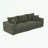 Plush Corduroy 3-Seat Sofa with Soft Pillows and 1 Ottoman-1810310979