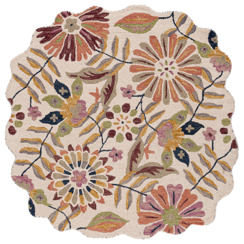 Jardin Hand Tufted Wool;Cotton Floral Indoor Rug, Square 3'