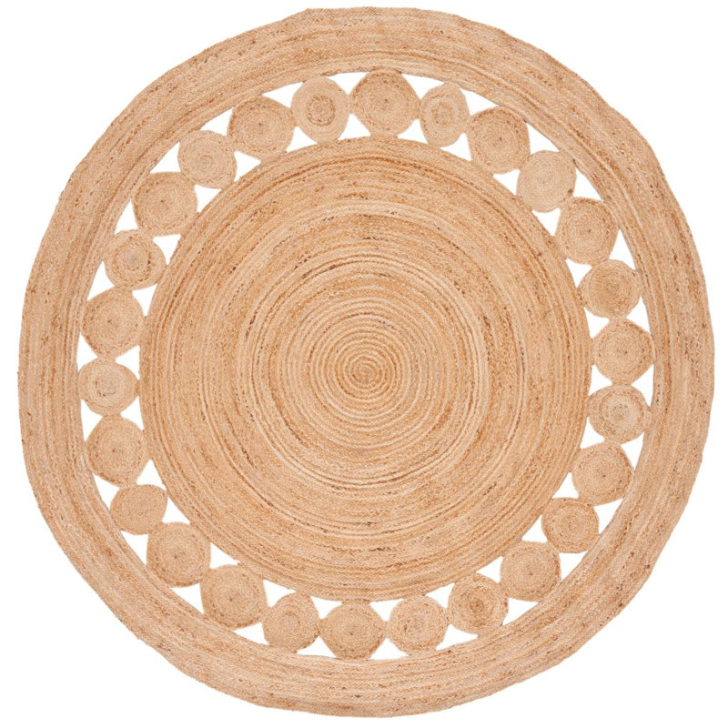 Mindy Hand Loomed Beige Rug, Round 183cm