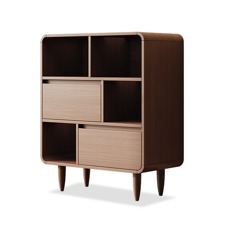Vitrines en bois manufacturé et brun noisette, H 37,4 po x l 39,37 po x P 11,81 po