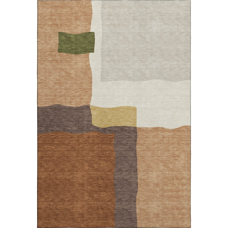 Premium Machine Washable Mayfield AMF2400 Geometric Rug, 8' x 10', Copper