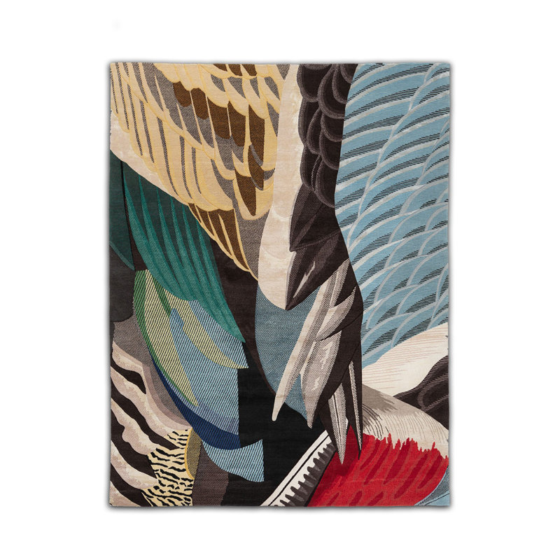 Tapis tissé multicolore à motif abstrait, Rectangle 3 pi 11,24 po x 5 pi 10,87 po