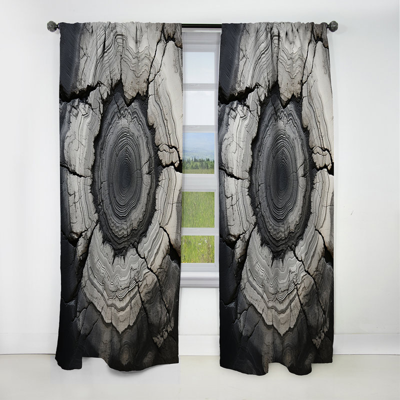 Grey Stone Geode Minimalism - Spiritual Stone Curtain - Blackout Curtain - 1 Panels, 52" W x 120" L