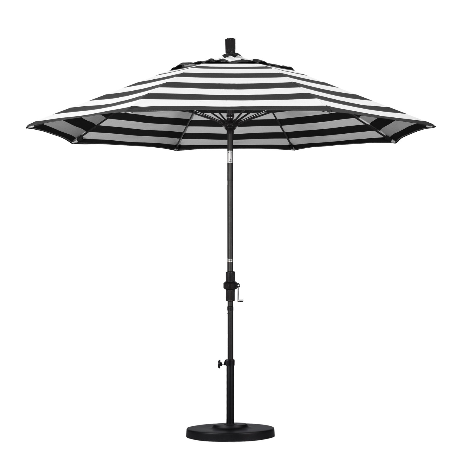 Roverta 9' Sunbrella® Market Umbrella, Cabana Classic Black Stripe Sunbrella®, Black