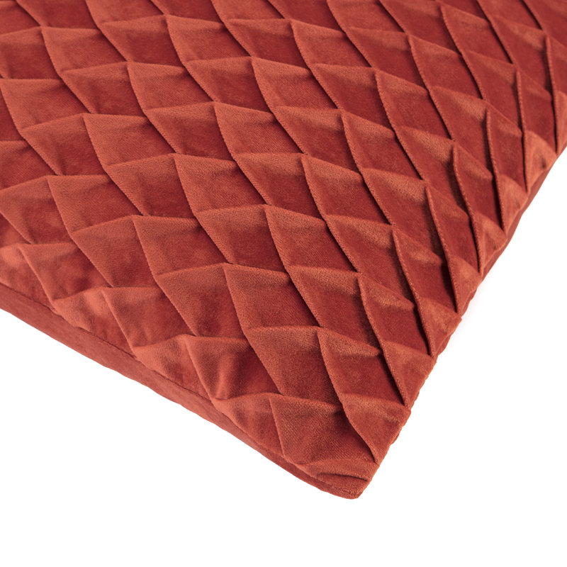 Housse de coussin décoratif en velours texturé Chanasya, rouille