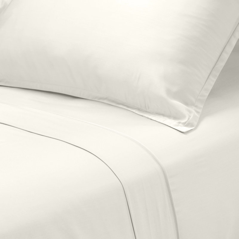 Ensemble de draps en satin de bambou, Ensemble de draps pour grand lit avec 2 taies d'or, Ivoire