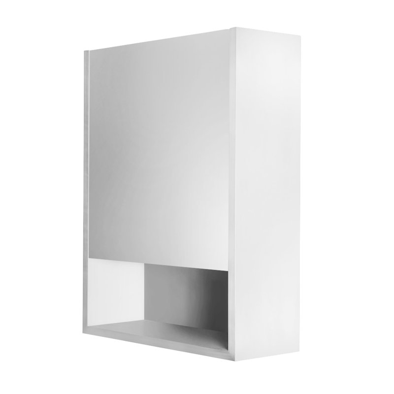 Kubista 18'' W Mirrored Medicine Cabinet, Left Hinge, Gloss White