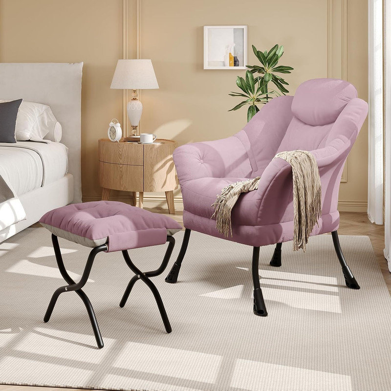 Upholstered Armchair, Pink
