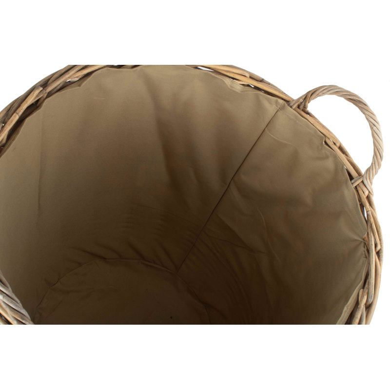 Wicker Rattan Lined Log Basket, 60 x 59 x 60