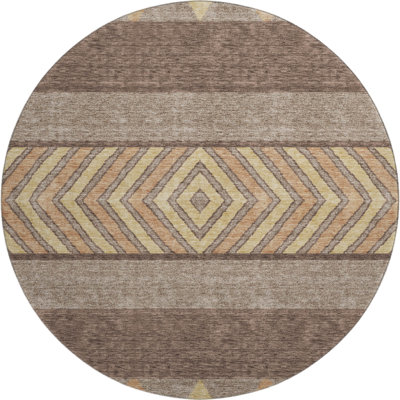 Premium Machine Washable Prisco Brown Rug