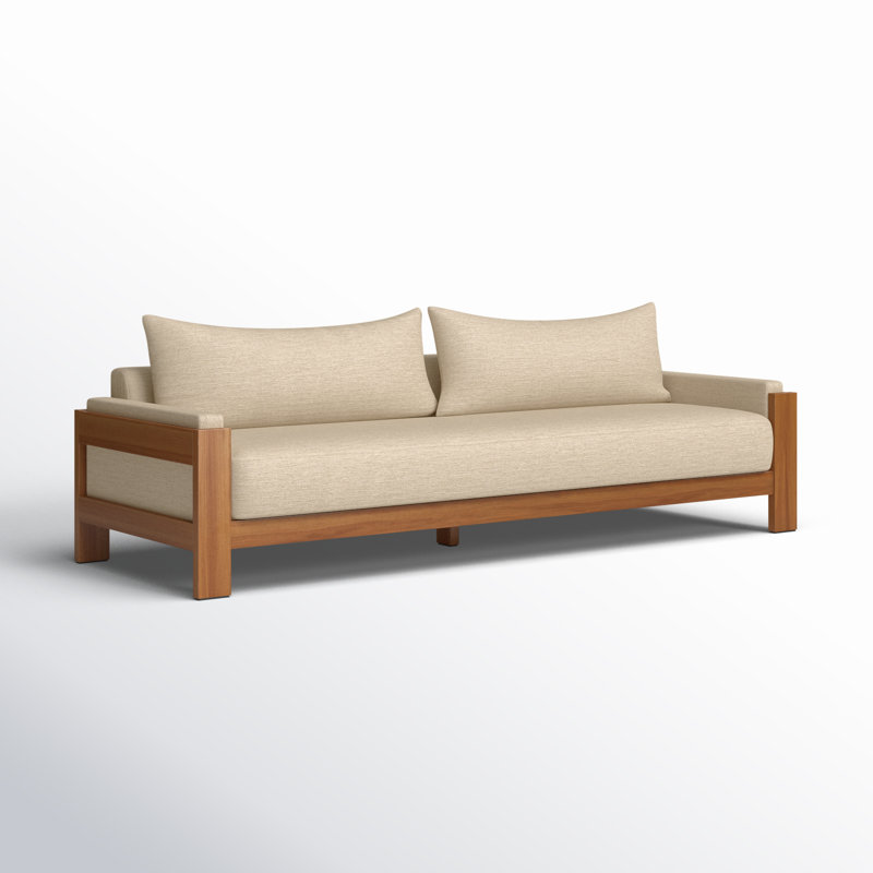 Chapman 106" Wide Outdoor Teak Patio Sofa with Cushions