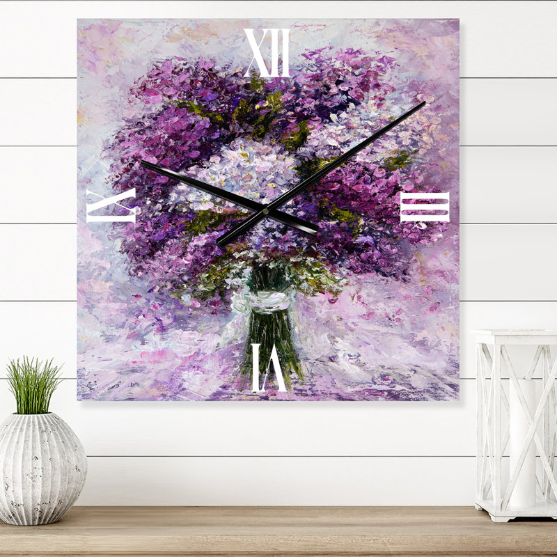 Horloge murale mauve - bouquet de jacinthe mauve, Petit