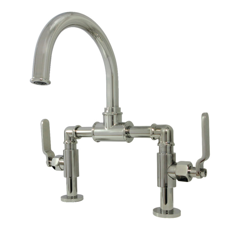 Whitaker Widespread Bathroom Faucet with Drain Assembly, Polished Nickel