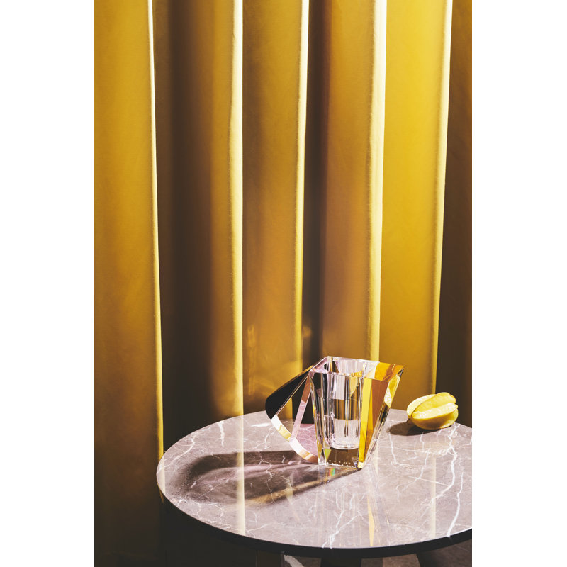 Manhattan Handmade Crystal Table Vase, Clear/Yellow/Rose, 8.46" H x 6.3" W x 4.33" D