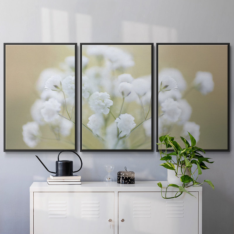 «Baby's Breath Study I», reproduction sur toile 3 pièces, Noir, H 24 po x l 48 po x P 2 po