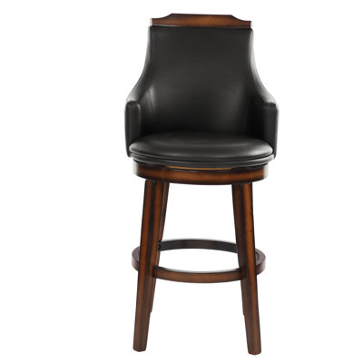 Similicuir brun foncé recouvert de 2 chaises de salle à manger pivotantes en bois, finition chêne bruni, poids de 250 lb, siège de 17,5 po de longueur, chaises 2, sur bois, hauteur 45 po