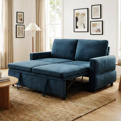 Convertible Sofa Bed 62.75" Sleeper Sofa Loveseat Sofa Couch With Adjustable Backrest And USB Ports For Living Room