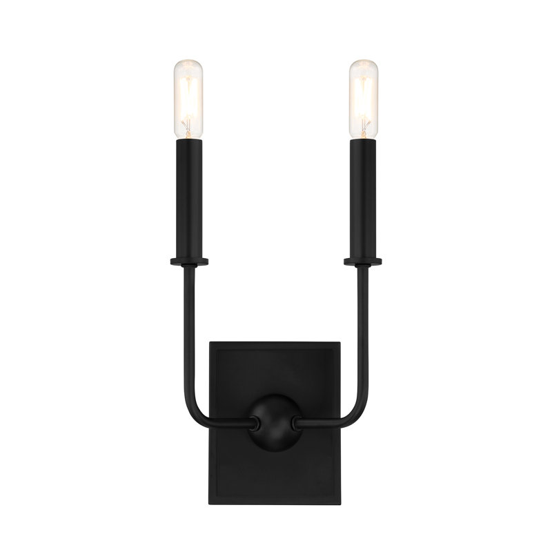 Treyvion Metal Candle Wall Light in Black, Black