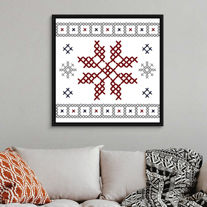 Impression de flocons de neige sur toile, Cadre noir, H 38 po x l 38 po x P 1,75 po