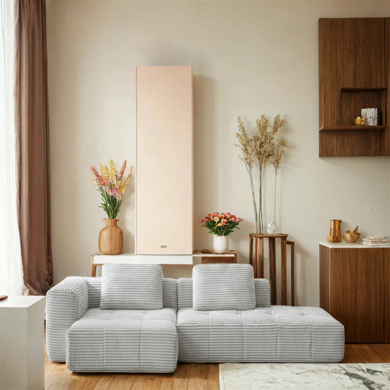 Canapé modulaire en L avec canapé inclinable, Gris