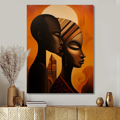 «Retro Minimal Double Ebony Profile II», art mural masque africain