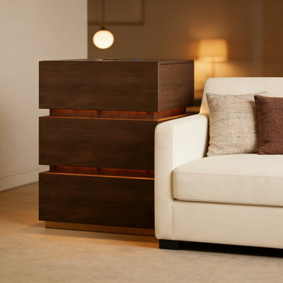 3-Drawer LED Smart Nightstand with Light