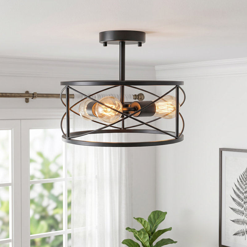 Plafonnier semi-encastré 3 lumières Farmhouse