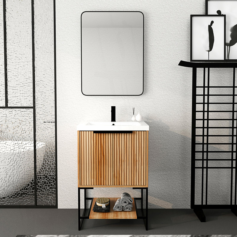 Meuble-lavabo autoportant avec lavabo en résine