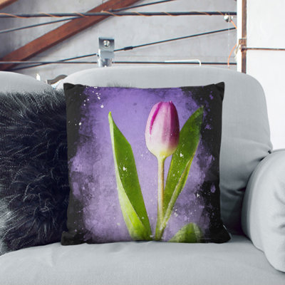 Tulip Flower Paint Splash Scatter Cushion