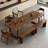 Brown Rectangular Solid Wood Sled Dining Table-1385184759