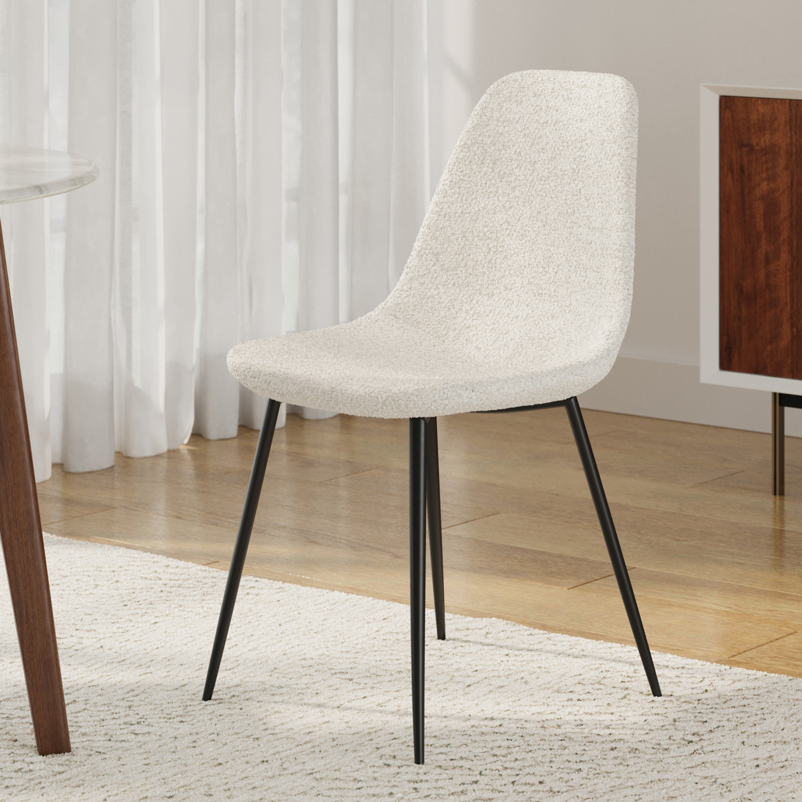 Kody Boucle Dining Chair, White Boucle