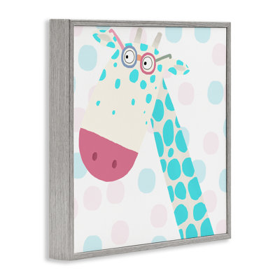 Electric Blue Giraffe Framed Giclee, design by Carla Daly