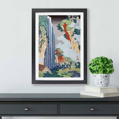 The Waterfall in Ono on the Kisokai Road by Katsushika Hokusai - Framed Print