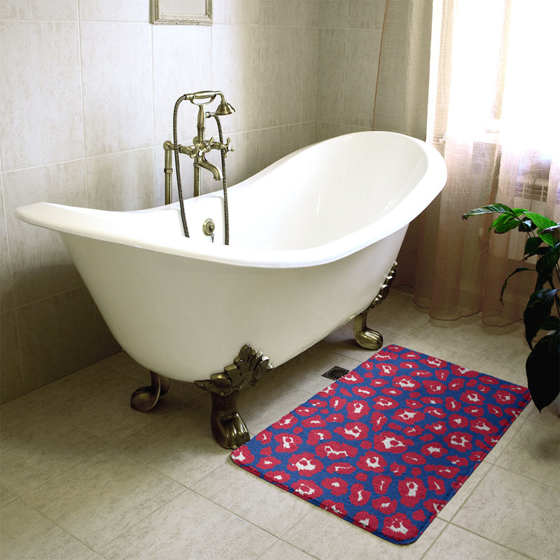 Tapis pour salle de bain Jacksonville, H 0,5 po x l 17 po x L 24 po, Bleu / blanc / rouge